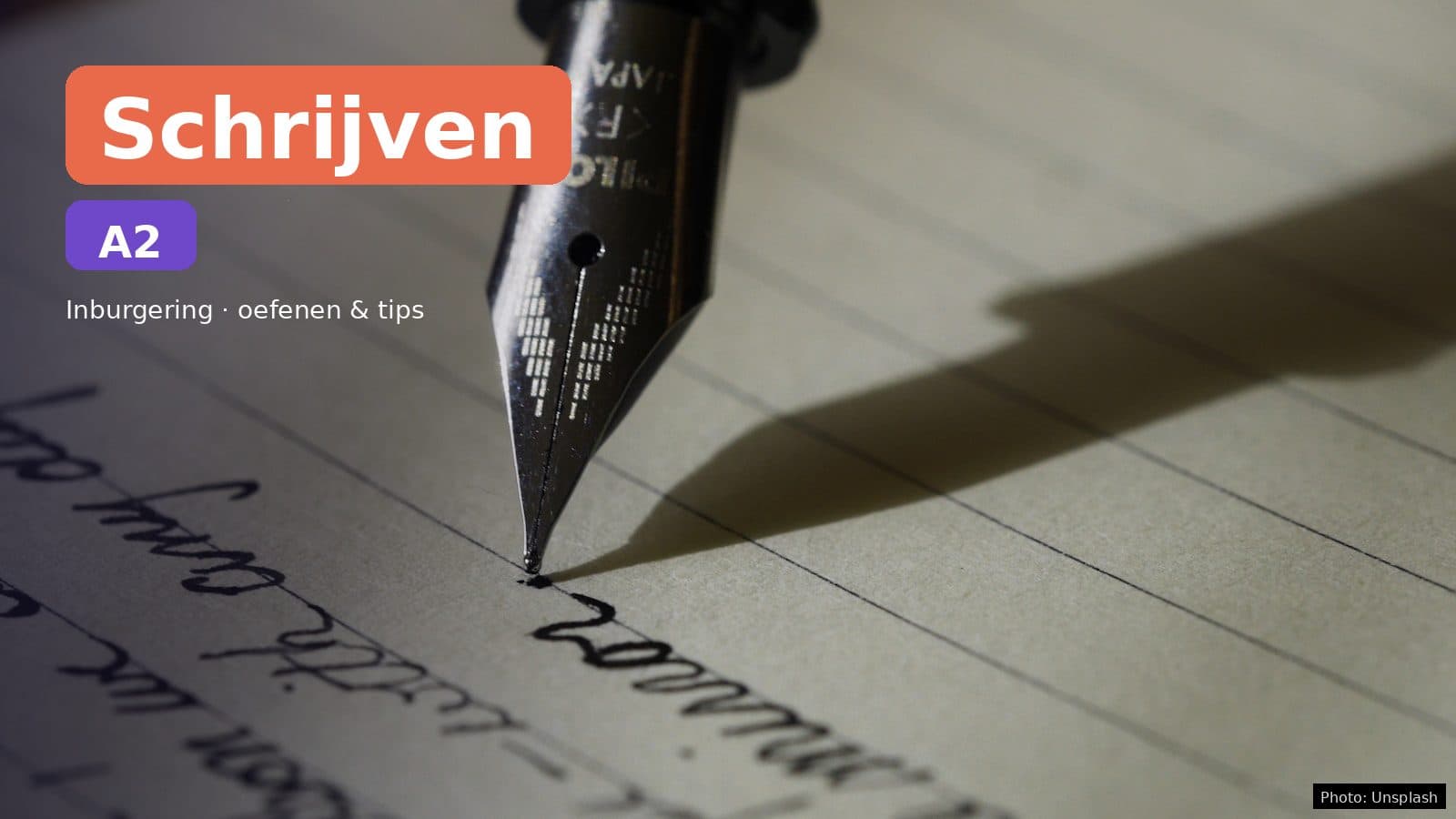 Pen and paper ready for inburgering Writing A2 practice